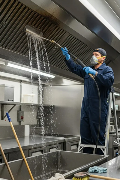 Cleans monitor. Group of workers clean modern office together at